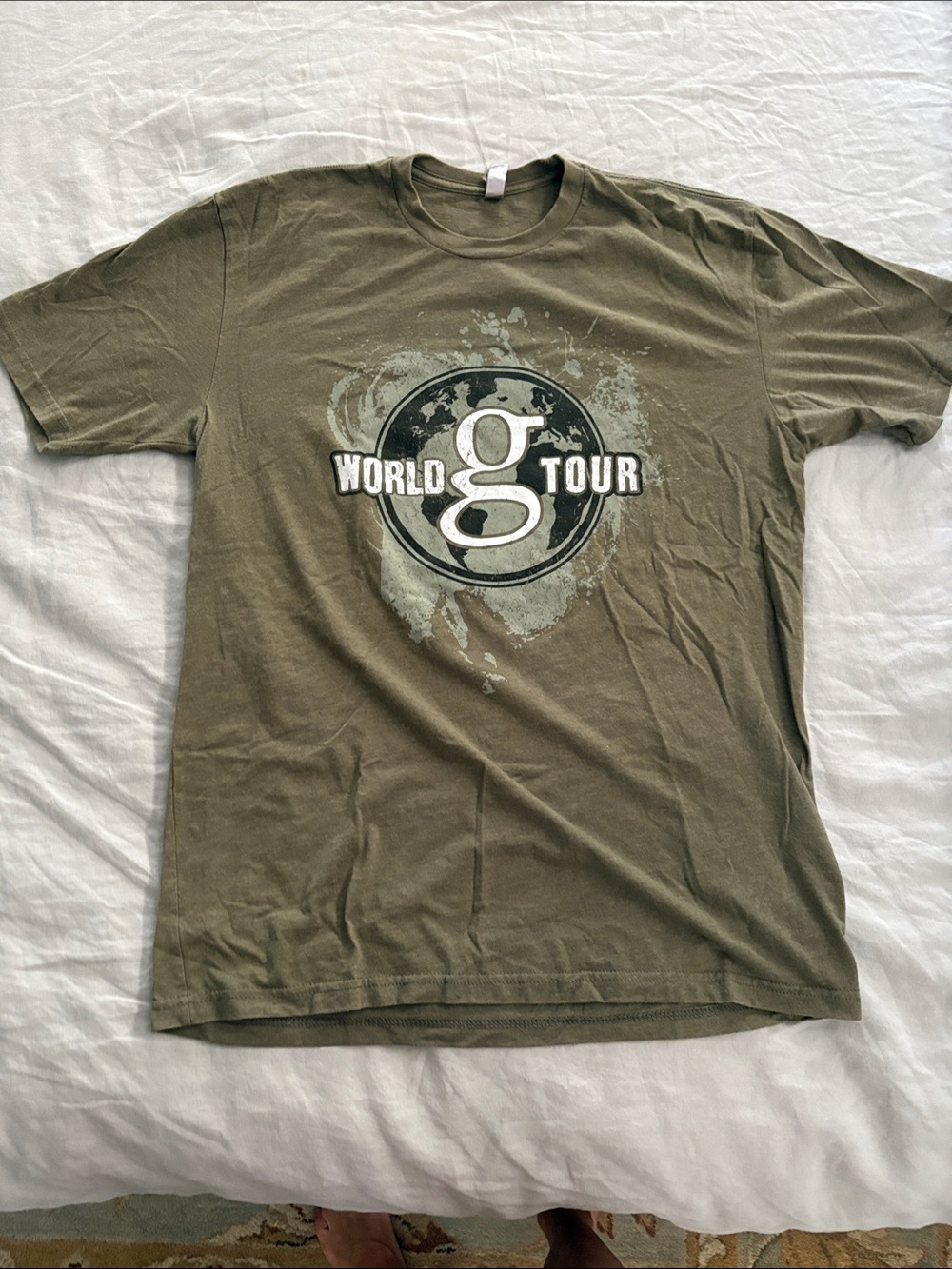 Next Level Apparel Olive Green "World Tour" Garth Brooks Graphic Tee